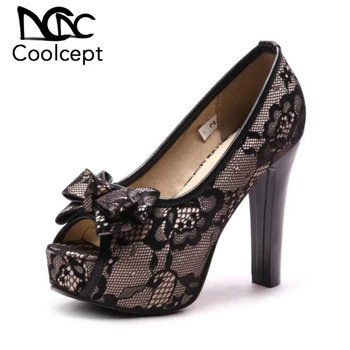 Coolcept Size 33-43 Women Peep Toe High Heels Shoes Bowknot Slip On Women Net Yarn Pumps Fashion Platform Party Wedding Footwear
Coolcept Size 33-43 Women Peep Toe High Heels Shoes Bowknot Slip On Women Net Yarn Pumps Fashion Platform Party Wedding Footwear