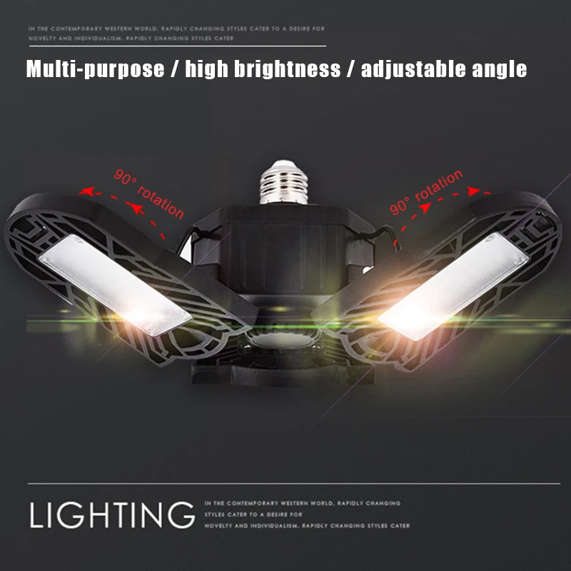 144 LED E27 60W Deformable LED Garage Ceiling Light 7000LM CRI with Adjustable Panels Aluminum Floodlight for Warehouse dropship
144 LED E27 60W Deformable LED Garage Ceiling Light 7000LM CRI with Adjustable Panels Aluminum Floodlight for Warehouse dropship
