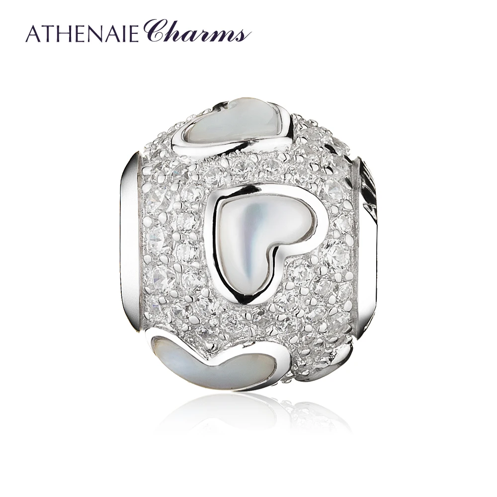 ATHENAIE 925 Sterling Silver Mother of Pearl and CZ Luminous Hearts Charms Bead fit Charm Bracelet Valentine Day Gift
ATHENAIE 925 Sterling Silver Mother of Pearl and CZ Luminous Hearts Charms Bead fit Charm Bracelet Valentine Day Gift