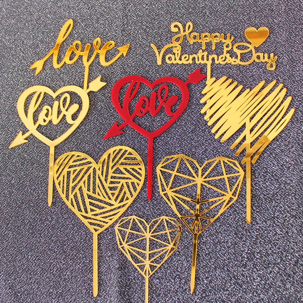New Happy Valentine's Day Cake Topper Love Heart Gold Acrylic Cupcake Topper For Wedding Valentine Anniversary Cake Decorations
New Happy Valentine's Day Cake Topper Love Heart Gold Acrylic Cupcake Topper For Wedding Valentine Anniversary Cake Decorations