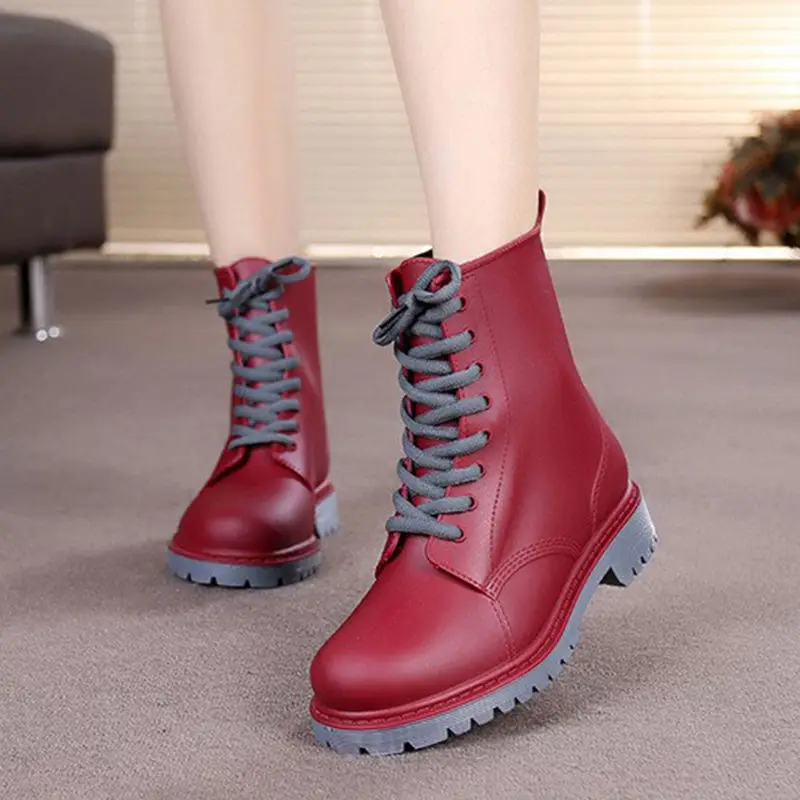 Lizeruee Women Ankle Rubber Rain Boots Lace-Up Waterproof Anti-Slip Rainboots Sewing Solid Fashion PVC Rainboots 2019
Lizeruee Women Ankle Rubber Rain Boots Lace-Up Waterproof Anti-Slip Rainboots Sewing Solid Fashion PVC Rainboots 2019