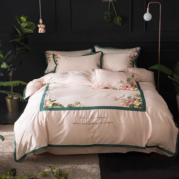 Embroidery Luxury Bedding Set Egyptian Cotton White Pink Bed set Duvet cover Queen King size Cotton Bedlinens Bed Sheet set
Embroidery Luxury Bedding Set Egyptian Cotton White Pink Bed set Duvet cover Queen King size Cotton Bedlinens Bed Sheet set