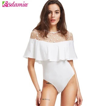 Sexy Dot Mesh Patchwork Women Bodysuit Skinny Ruffle Body Top Summer Combinaison Femme Fashion Body Overalls For Women
Sexy Dot Mesh Patchwork Women Bodysuit Skinny Ruffle Body Top Summer Combinaison Femme Fashion Body Overalls For Women