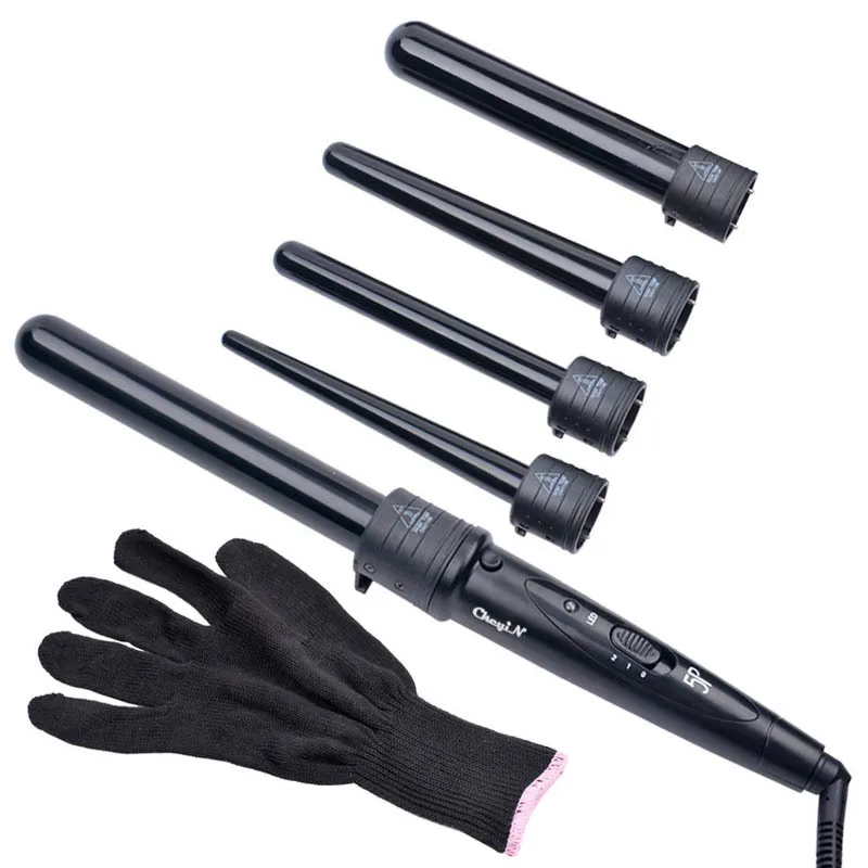 Hot 5 Part Hair Curling Iron Machine 5P Ceramic Hair Curler Set 5 Sizes 09-32mm Curling Wand Rollers with Glove
Hot 5 Part Hair Curling Iron Machine 5P Ceramic Hair Curler Set 5 Sizes 09-32mm Curling Wand Rollers with Glove
