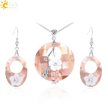CSJA Natural Pearl Shell Pendant Necklace Earrings Jewelry Set Pink Abalone Shells Flowers Drop Earring for Women Jewellery F617
CSJA Natural Pearl Shell Pendant Necklace Earrings Jewelry Set Pink Abalone Shells Flowers Drop Earring for Women Jewellery F617