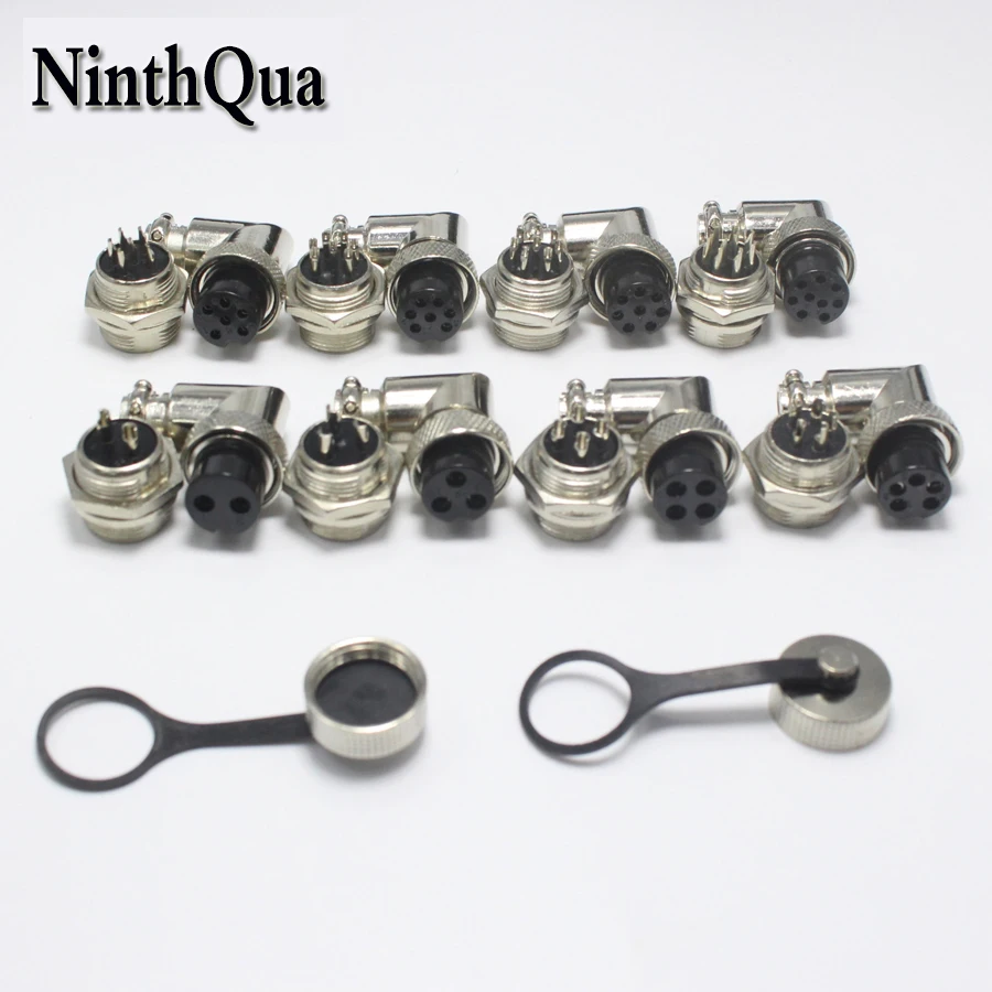 

1Set GX16 Aviation Connector 2 3 4 5 6 7 8 9 Pin XLR Right Angle Male Plug + Female jack 16mm PCB Chassis Mount Socket