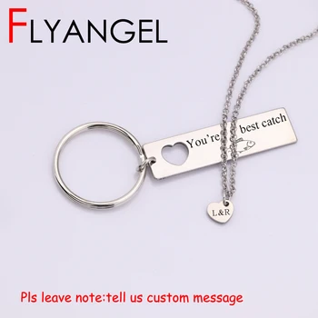 FLYANGEL Personalized Engraved Name Initial Heart Necklace Keychain You Are My Best Catch For Lover Couples Jewelry Keyring Gift
FLYANGEL Personalized Engraved Name Initial Heart Necklace Keychain You Are My Best Catch For Lover Couples Jewelry Keyring Gift