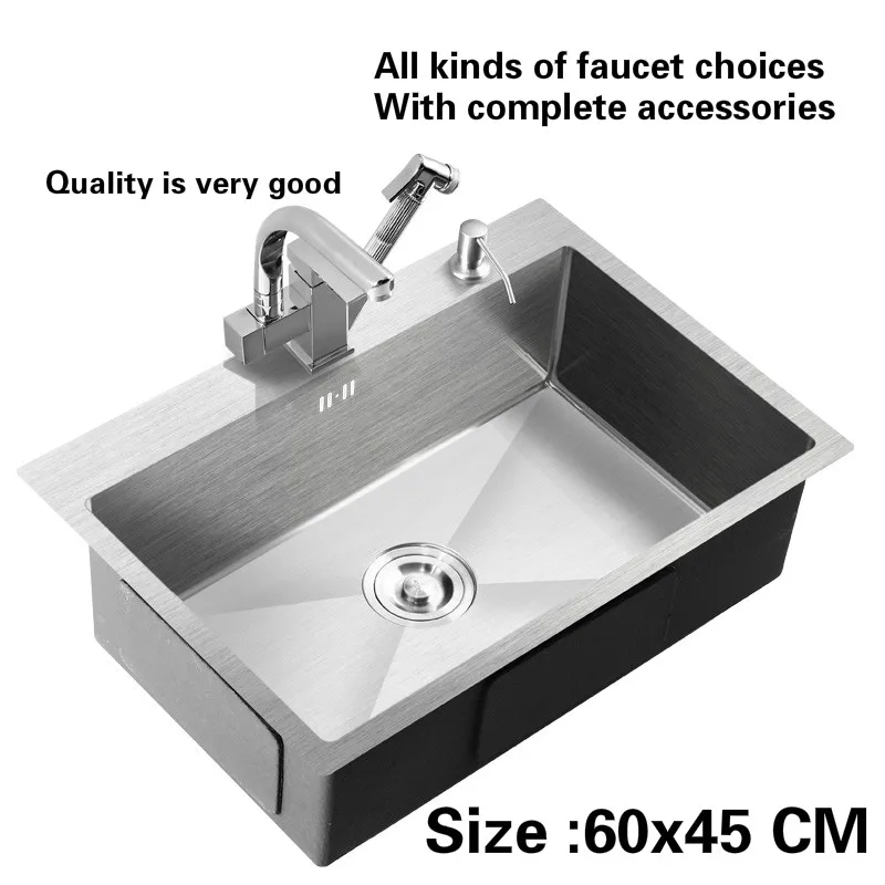 

Free shipping Fashion kitchen sink durable 304 stainless steel 4 mm hand made single slot hot sell 60 x45 CM
