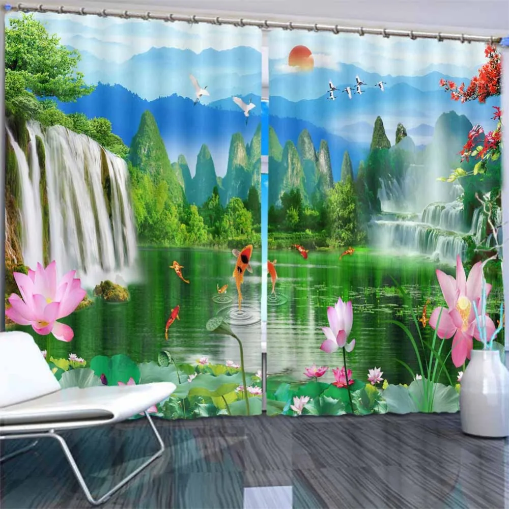 Idyllic landscape with lotus flowers in a waterf 3D Curtains For Bedroom Kids Living Room Drapes Fabric Polyester Set with Hooks
Idyllic landscape with lotus flowers in a waterf 3D Curtains For Bedroom Kids Living Room Drapes Fabric Polyester Set with Hooks