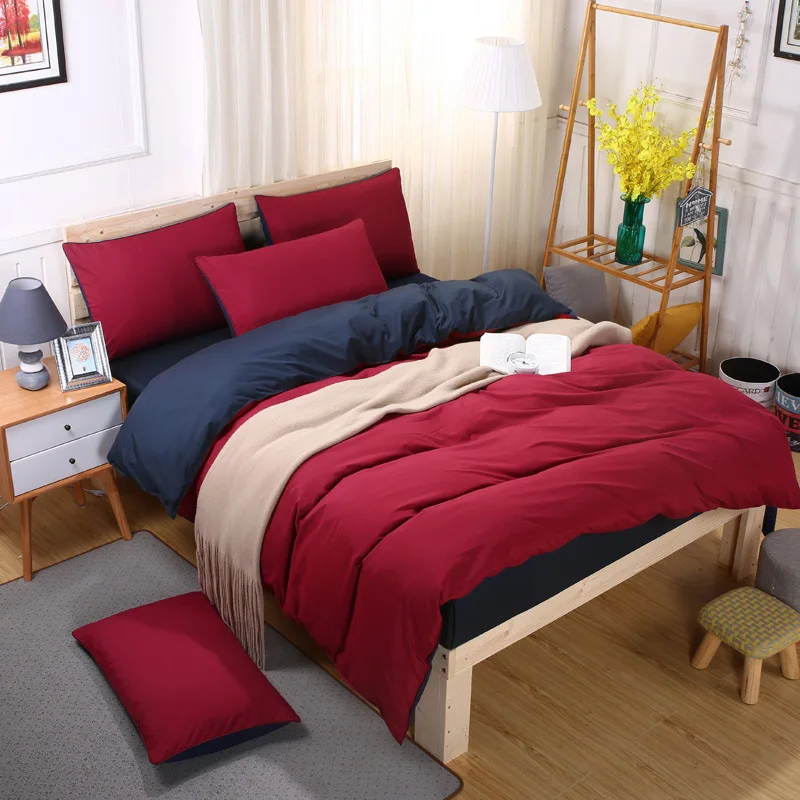 Solid Double Side Color Bedding Set Duvet Cover Bed Sheet Pillowcase Simple Bed Linen Set Home Textiles Queen King Juego de cama
Solid Double Side Color Bedding Set Duvet Cover Bed Sheet Pillowcase Simple Bed Linen Set Home Textiles Queen King Juego de cama