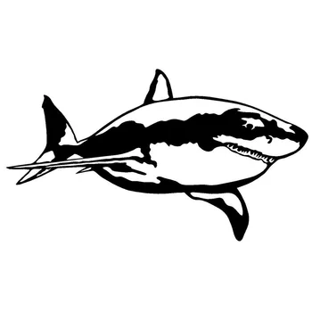 

17*10.2CM Great White Shark Vinyl Decal Car Body Decoration Classic Funny Stickers Black/Silver C6-1159