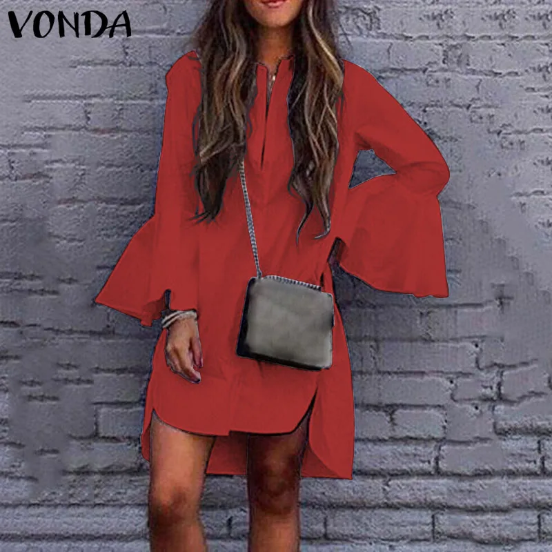 VONDA Women Dress Sexy V-Neck Flare Sleeve Shirt Dresses 2019 Summer Csaul Loose Robe Femme Vestidos Bohemian Sundress Plus Size 
VONDA Women Dress Sexy V-Neck Flare Sleeve Shirt Dresses 2019 Summer Csaul Loose Robe Femme Vestidos Bohemian Sundress Plus Size