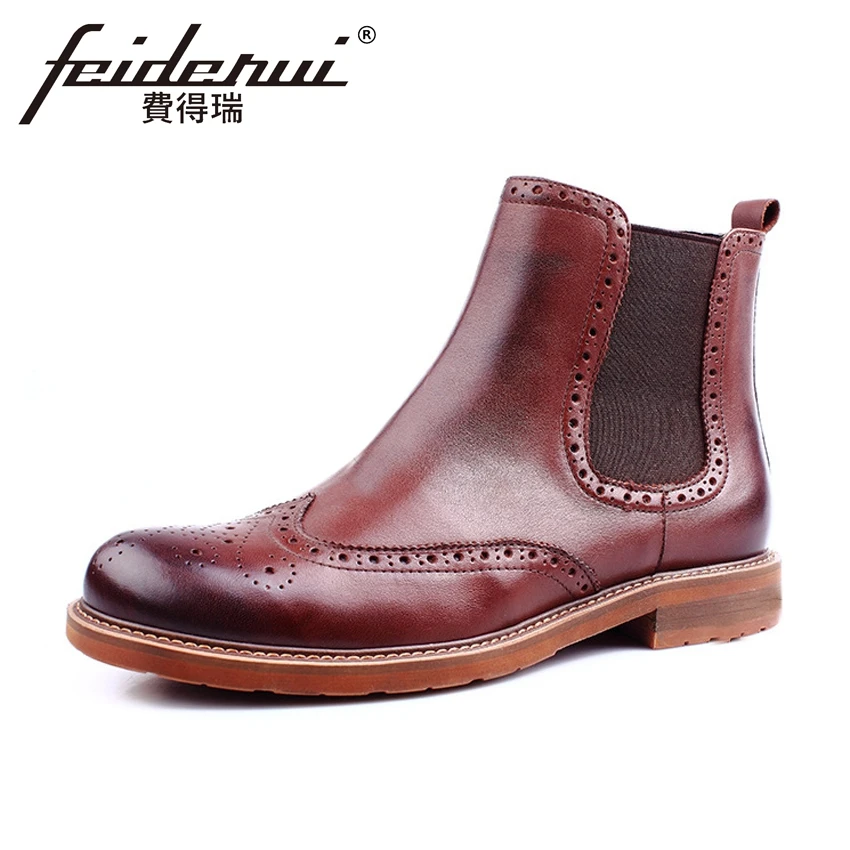 Fashion British Designer Genuine Leather Men's Chelsea Ankle Boots Vintage Round Toe Cowboy Brogue Shoes For Man ASD65
Fashion British Designer Genuine Leather Men's Chelsea Ankle Boots Vintage Round Toe Cowboy Brogue Shoes For Man ASD65