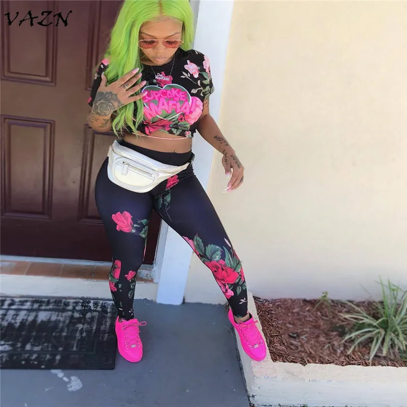 VAZN New Fashion Brand 2018 Casual 2 piece Set Women Print Floral Letters O-neck Short Sleeve Long Pants Bodycon Set W8052
VAZN New Fashion Brand 2018 Casual 2 piece Set Women Print Floral Letters O-neck Short Sleeve Long Pants Bodycon Set W8052