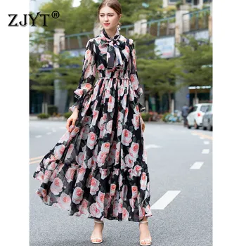 2019 Spring Women Runway Maxi Dress Long Sleeve Fashion Designers Bow Tie Floral Print Bohemian Beach Chiffon Dresses Party
2019 Spring Women Runway Maxi Dress Long Sleeve Fashion Designers Bow Tie Floral Print Bohemian Beach Chiffon Dresses Party