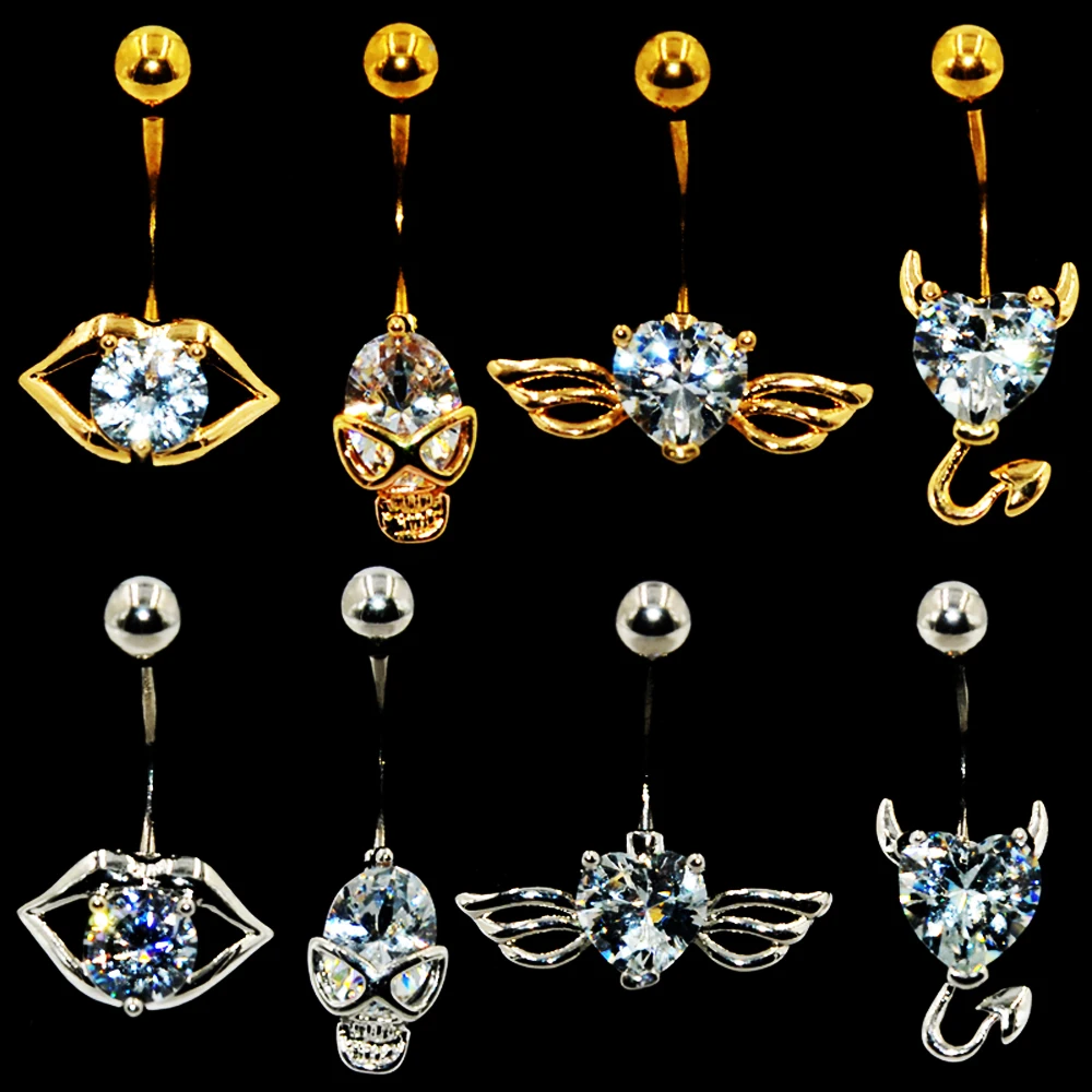 BOG- Lot 1pcs 14g Surgical Steel Gold&Silver Mouth Skull Wing Devil Belly Navel Ring Body Piercing Jewelry
BOG- Lot 1pcs 14g Surgical Steel Gold&Silver Mouth Skull Wing Devil Belly Navel Ring Body Piercing Jewelry