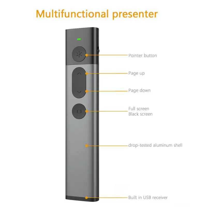 Pointer Laser Flip Pen for Powerpoint Presentation 2.4GHz USB Wireless Presenter PPT Remote Control with Green Laser
Pointer Laser Flip Pen for Powerpoint Presentation 2.4GHz USB Wireless Presenter PPT Remote Control with Green Laser