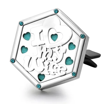 I Love My Wife Gift Jewelry Hexagon 316L Stainless Steel Car Aromatherapy Essential Oil Car Diffuser Locket with Vent Clip
I Love My Wife Gift Jewelry Hexagon 316L Stainless Steel Car Aromatherapy Essential Oil Car Diffuser Locket with Vent Clip