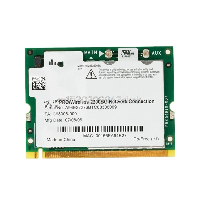 

For Intel Pro/Wireless 2200BG 802.11B/G Mini PCI WIFI Network Card for Toshiba for Dell Jy23 19 Dropship