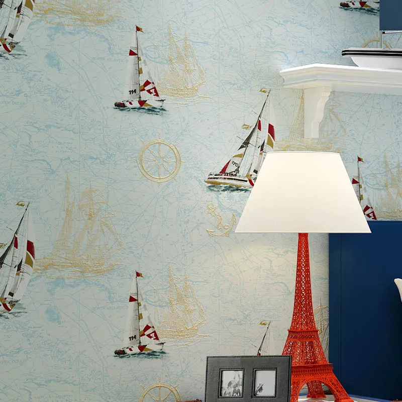 wall rolls Mediterranean style green children's room wallpapers boy girl bedroom sky blue cartoon sailboat non-woven wallpaper
wall rolls Mediterranean style green children's room wallpapers boy girl bedroom sky blue cartoon sailboat non-woven wallpaper