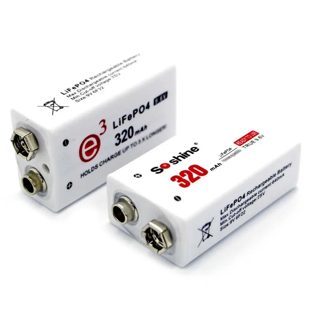2pcs White 9V LiFePO4 Rechargeable Battery 320mAh 9.6V Low Self-discharge High Voltage Long-Lasting Performance
2pcs White 9V LiFePO4 Rechargeable Battery 320mAh 9.6V Low Self-discharge High Voltage Long-Lasting Performance