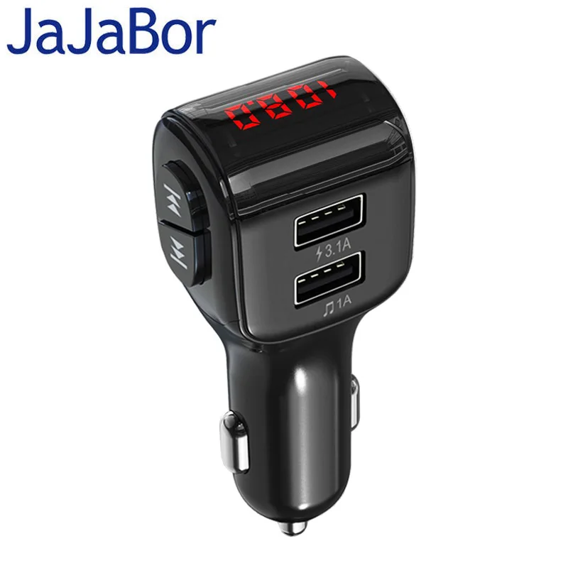 

JaJaBor FM Transmitter Bluetooth Car kit Handsfree Bluetooth 5.0 Wireless Stereo A2DP Car MP3 Player Dual USB 3.1A Phone Charger
