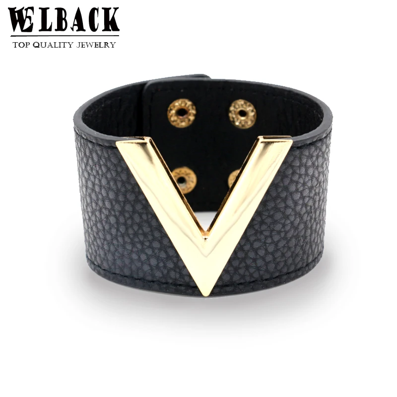 Welback 2017 new Fashion Jewelry Wrap Euramerican High quality Retro Classic Punk Style Letter V Leather Bracelets For Women
Welback 2017 new Fashion Jewelry Wrap Euramerican High quality Retro Classic Punk Style Letter V Leather Bracelets For Women