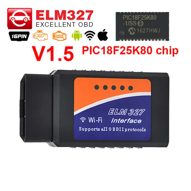 OBD2 ELM327 WIFI V1.5 Hardware PIC18F25K80 Chip Super mini ELM 327 works Android/iOS Phone / windows PC for Diesel cars scanner
OBD2 ELM327 WIFI V1.5 Hardware PIC18F25K80 Chip Super mini ELM 327 works Android/iOS Phone / windows PC for Diesel cars scanner