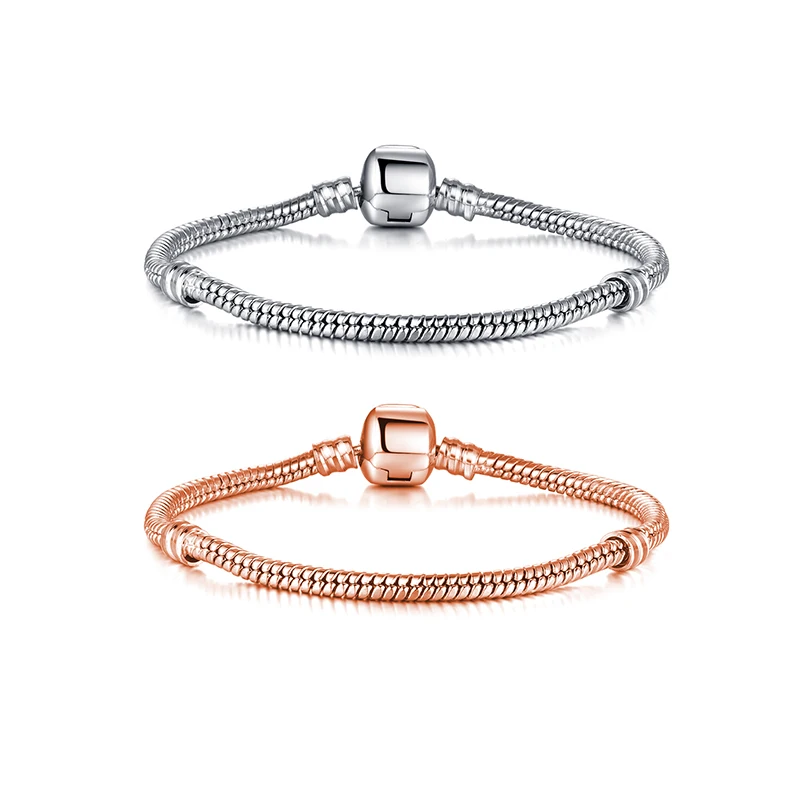 Silver Charm Basic Bracelets For Women Rose Gold & Silver Color Clasp Clip Snake Chain Bracelet for Diy Beads Charms BB020
Silver Charm Basic Bracelets For Women Rose Gold & Silver Color Clasp Clip Snake Chain Bracelet for Diy Beads Charms BB020