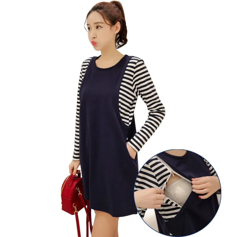 Breastfeeding Tops 2Fake Pieces Long-sleeve T-shirt Spring Patchwork Stripe Spring Pregnancy T-shirt Cotton Clothes For Pregnant
Breastfeeding Tops 2Fake Pieces Long-sleeve T-shirt Spring Patchwork Stripe Spring Pregnancy T-shirt Cotton Clothes For Pregnant