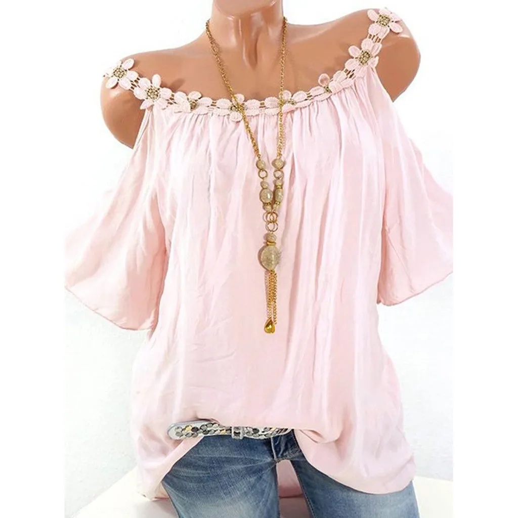 feitong Women Shirt Plus Size Strapless Lace Patchwork Short Sleeve O-Neck Blouse blusas elegantes de mujer 2019 kimono mujer
feitong Women Shirt Plus Size Strapless Lace Patchwork Short Sleeve O-Neck Blouse blusas elegantes de mujer 2019 kimono mujer