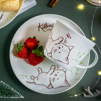 1pc Cartoon Kitten Dinner Plate Ceramic Dinner Dishes Drink Mug Cute Cat Dessert Plate Afternoon Tea Set 8 inch/ 450ml
1pc Cartoon Kitten Dinner Plate Ceramic Dinner Dishes Drink Mug Cute Cat Dessert Plate Afternoon Tea Set 8 inch/ 450ml