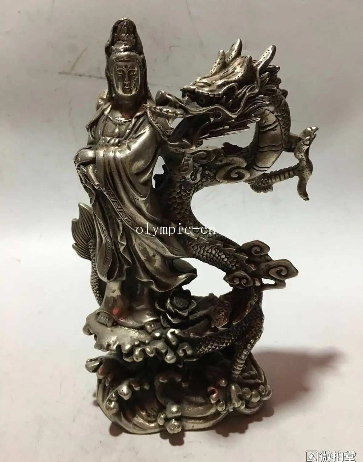 10'' bronze silver-plated carvings dragon Guanyin Avalokitesvara kwan-yin statue
10'' bronze silver-plated carvings dragon Guanyin Avalokitesvara kwan-yin statue