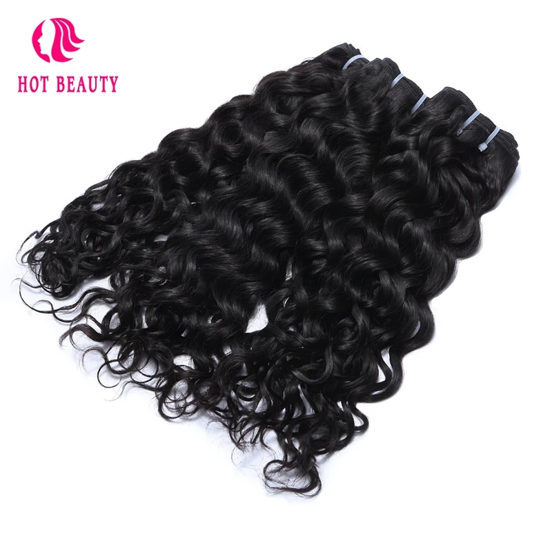 

Hot Beauty Hair Malaysian Water Wave Human Hair 3 Bundles Deal 10-28 Inch Hair Weave Natural Color Free Shipping Remy Hair
