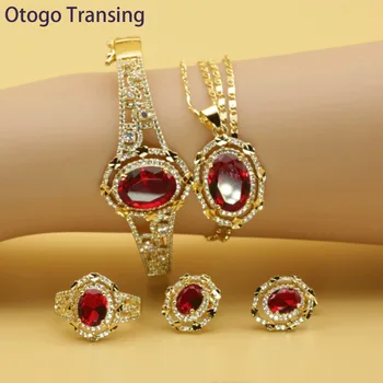 Otogo Transing 2019 Round Red Cubic Zirconia Gold Color Jewelry Sets For Women Earring Pendant Necklace Ring Bracelet SET202
Otogo Transing 2019 Round Red Cubic Zirconia Gold Color Jewelry Sets For Women Earring Pendant Necklace Ring Bracelet SET202