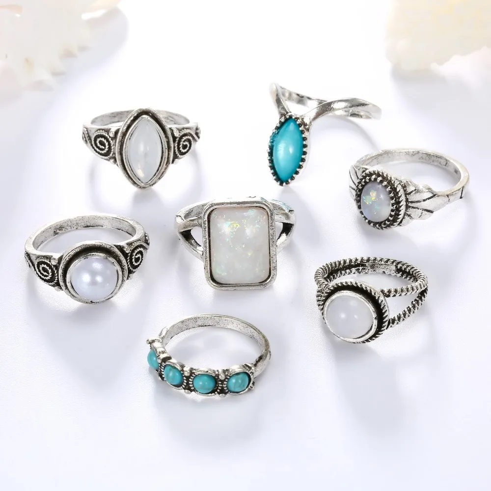 AILEND Vintage Bohemian Opal Stone Rings Set for Women Geometric Color Silver Rings Statement Fashion Jewelry Gifts
AILEND Vintage Bohemian Opal Stone Rings Set for Women Geometric Color Silver Rings Statement Fashion Jewelry Gifts