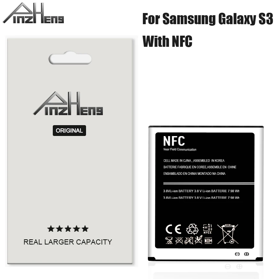 PINZHENG EB-L1G6LLU Battery For Samsung Galaxy S3 Battery i9300 i9305 i747 i535 L710 T999 Replacement Batteries With NFC
PINZHENG EB-L1G6LLU Battery For Samsung Galaxy S3 Battery i9300 i9305 i747 i535 L710 T999 Replacement Batteries With NFC