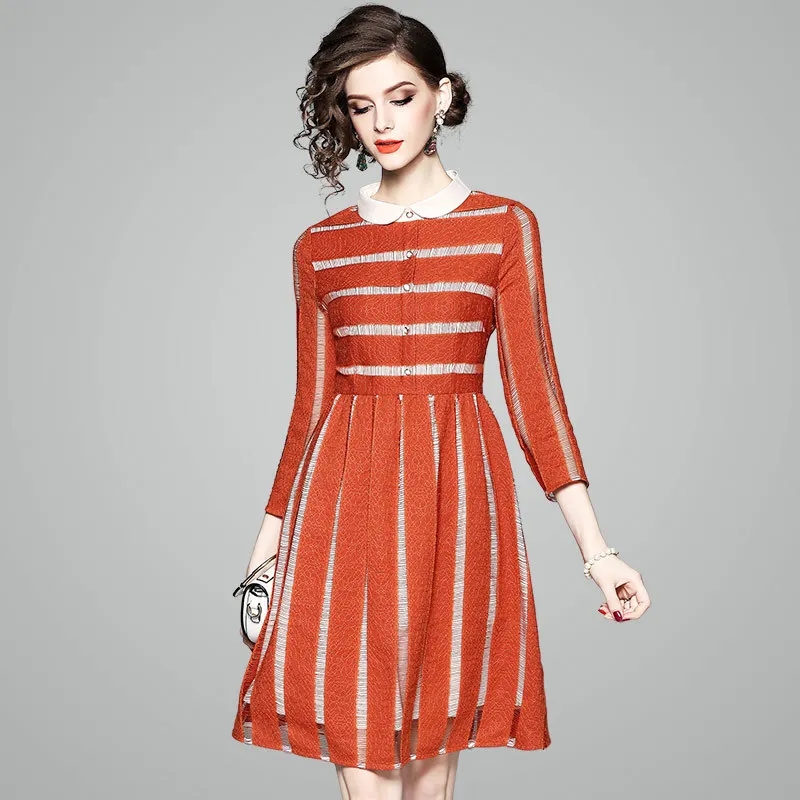 2019 Dress Sexy Fashion Striped Botton Hollow Out Three Quarter Women Peter Pan Collar Night Club Body con Dresses Wholesale
2019 Dress Sexy Fashion Striped Botton Hollow Out Three Quarter Women Peter Pan Collar Night Club Body con Dresses Wholesale