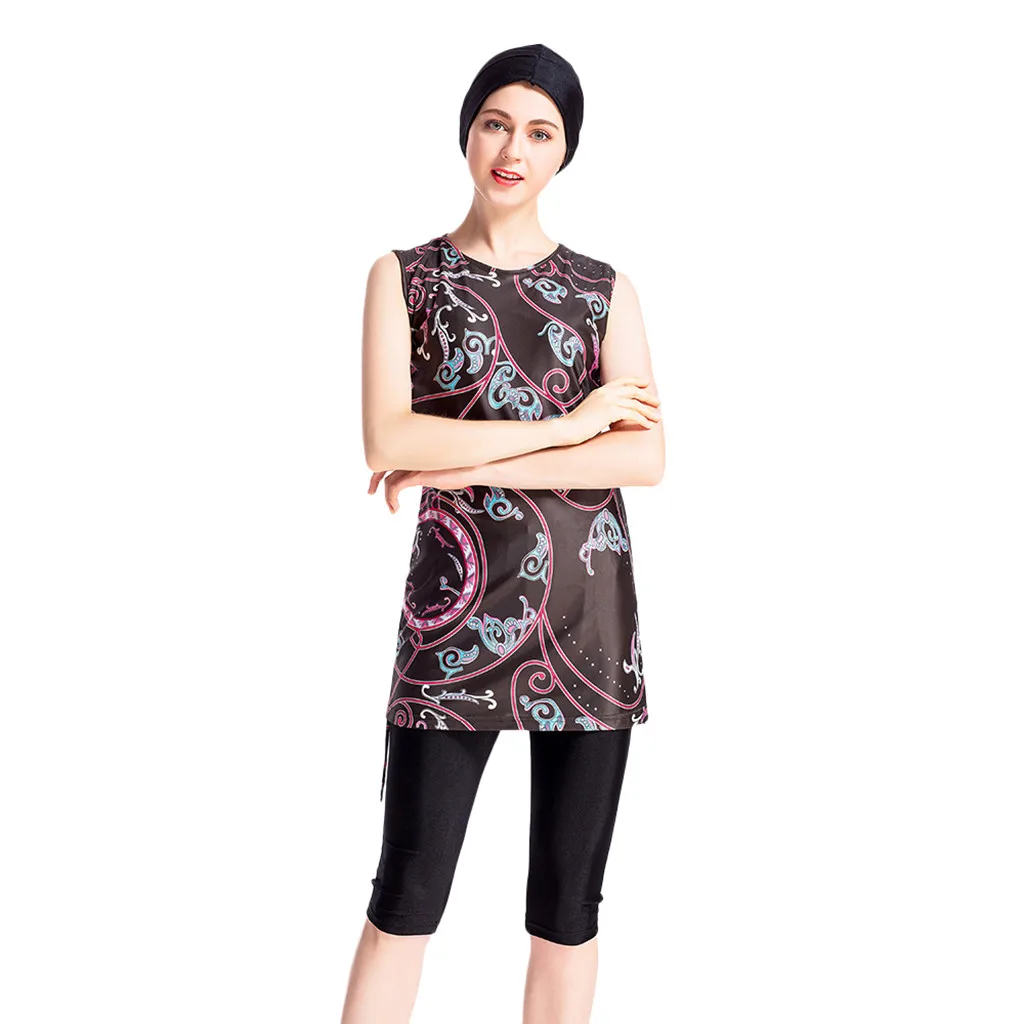 swimsuit high waist padded Women Muslim Bathing Suit With Cap Printing Swimsuit Beachwear Women Swimwear#g7
swimsuit high waist padded Women Muslim Bathing Suit With Cap Printing Swimsuit Beachwear Women Swimwear#g7