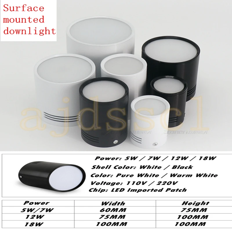 LED COB Surface Mounted Downlight Dimmable 5W/7W/12W/18W White/Black Housing AC110V/220V 85-265V Ceiling Spot Light Home Decor
LED COB Surface Mounted Downlight Dimmable 5W/7W/12W/18W White/Black Housing AC110V/220V 85-265V Ceiling Spot Light Home Decor