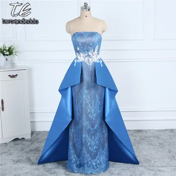 Cheap Price US4 Size Only ONE PIECE 3D Flowers Applique with Diamond Blue Prom Dress Evening Dress