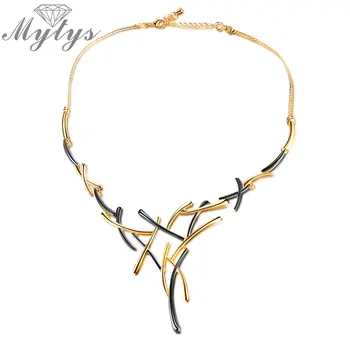 Mytys Two Tone Gold Geometric Cross Gold Gun Mix Color Yellow and Black Metallic Necklace Statement Punk Jewelry for Women CN363
Mytys Two Tone Gold Geometric Cross Gold Gun Mix Color Yellow and Black Metallic Necklace Statement Punk Jewelry for Women CN363