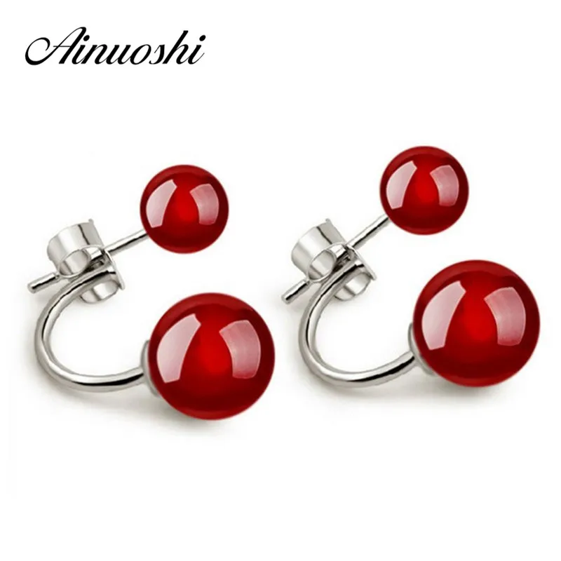 AINUOSHI Cute Women Round Red Natural Onyx Earrings Double Side Beads Genuine 925 Solid Sterling Silver Earrings for Birthday
AINUOSHI Cute Women Round Red Natural Onyx Earrings Double Side Beads Genuine 925 Solid Sterling Silver Earrings for Birthday
