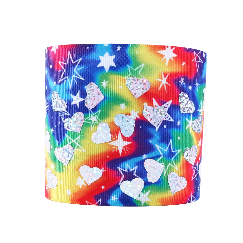 David accessories 3''75mm rainbow heart silver laser Hologram grosgrain ribbon 50 yards,DIY handmade materials,50Yc5632
David accessories 3''75mm rainbow heart silver laser Hologram grosgrain ribbon 50 yards,DIY handmade materials,50Yc5632