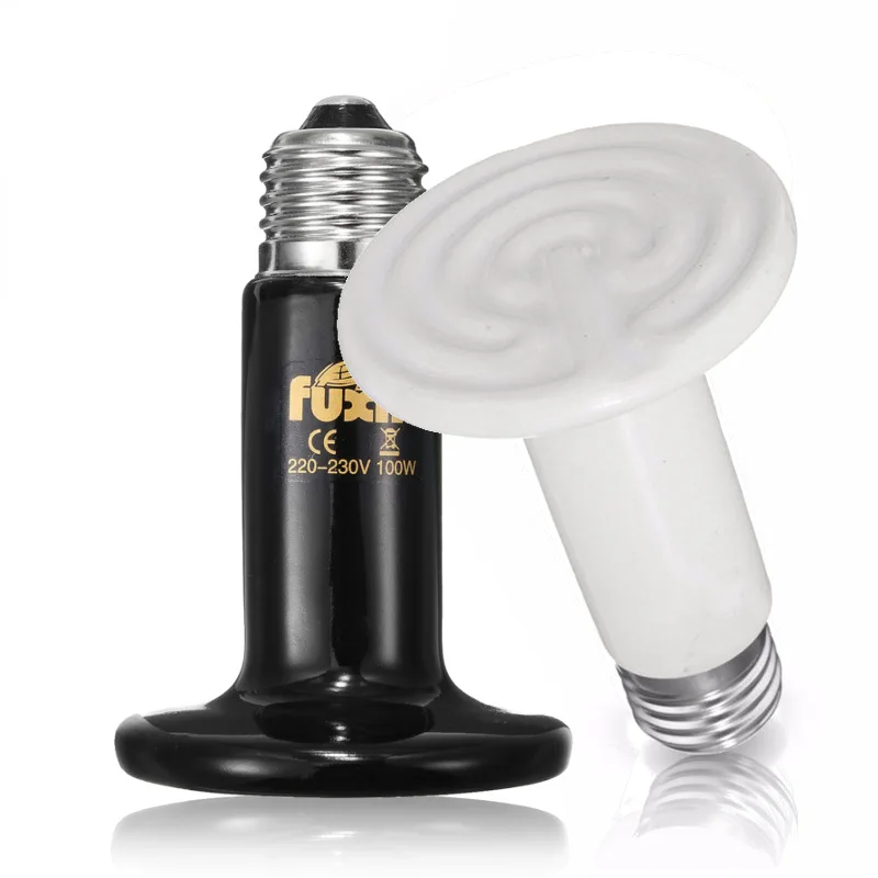 Image Ceramic Infrared Emitter Heated Lamp Heating Light Bulb Black For Pet Reptile Brooder Breeding 70mm 25W 50W 75W 100W 220 230V
