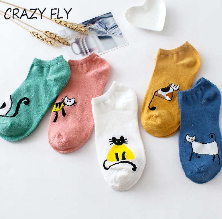 19 CRAZY FLY New Funny Cat Socks Women Cute Crazy Cartoon Short Socks Summer Harajuku Casual Soft Cotton Ankle Socks Happy Socks
19 CRAZY FLY New Funny Cat Socks Women Cute Crazy Cartoon Short Socks Summer Harajuku Casual Soft Cotton Ankle Socks Happy Socks