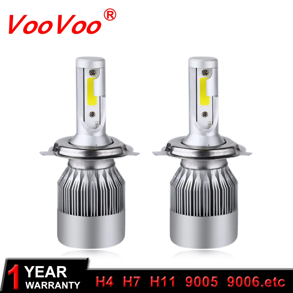 

VooVoo Car Headlight H7 H4 LED H8/H11 HB3/9005 HB4/9006 H1 H3 9012 HIR2 72W 8000lm C6 LED Auto Bulb Headlamp 6000K Light For car