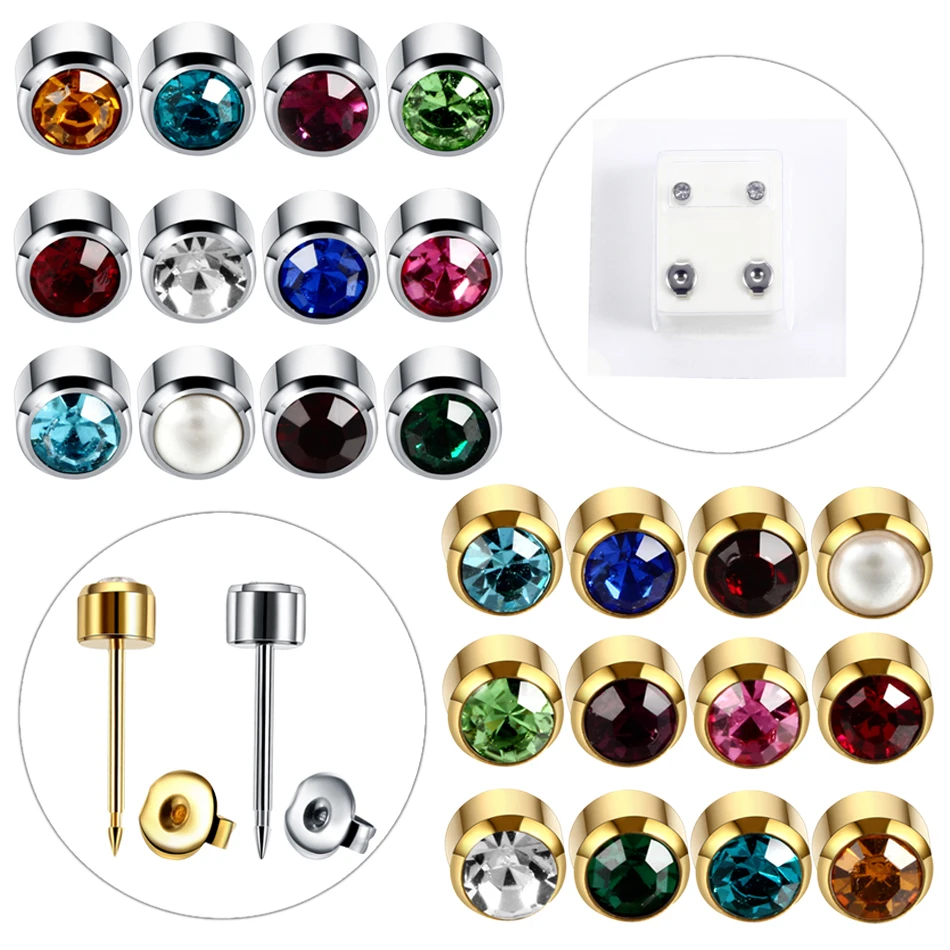 12pairs Steel Earring Stud Ear Piercings For Gun Birthstone Gem Ear Stud Earrings Silver Gold Ear Tragus Cartilage Body Jewelry
12pairs Steel Earring Stud Ear Piercings For Gun Birthstone Gem Ear Stud Earrings Silver Gold Ear Tragus Cartilage Body Jewelry