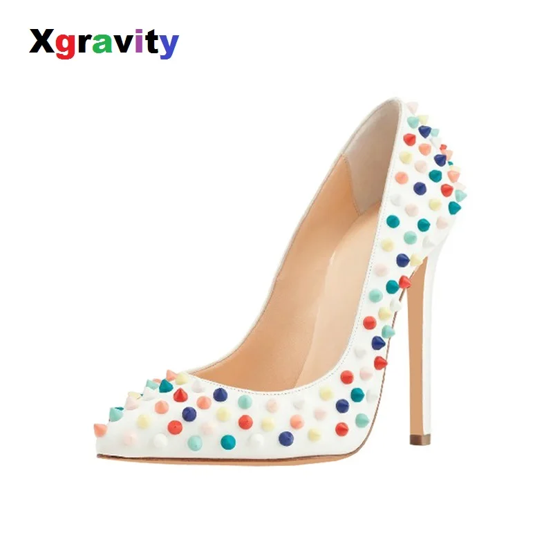 XGRAVITRY Colourful Rivets Design Pointed Toe Dress Shoes Sexy Super High Heel Pumps Elegant Pretty Lady Shoes Party Shoes C314
XGRAVITRY Colourful Rivets Design Pointed Toe Dress Shoes Sexy Super High Heel Pumps Elegant Pretty Lady Shoes Party Shoes C314