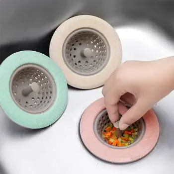 1 Pc Silicone Wheat Straw Kitchen Sink Strainer Bathroom Shower Drain Sink Drains Cover sink colander Sewer Hair Filter strainer